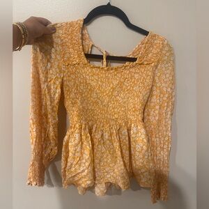 Pink Lily Yellow Floral Smocked Blouse